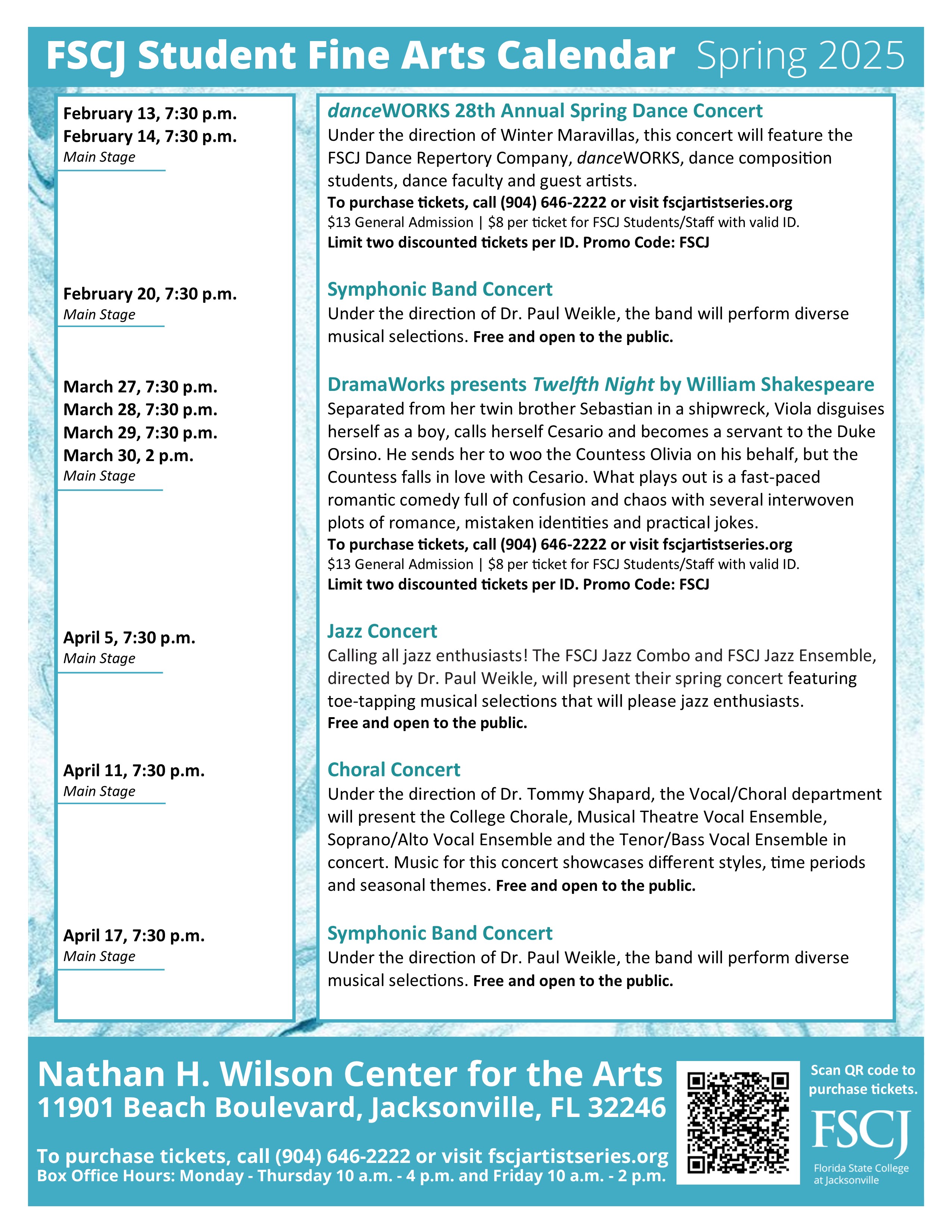 Fall 2024 Fine Arts calendar