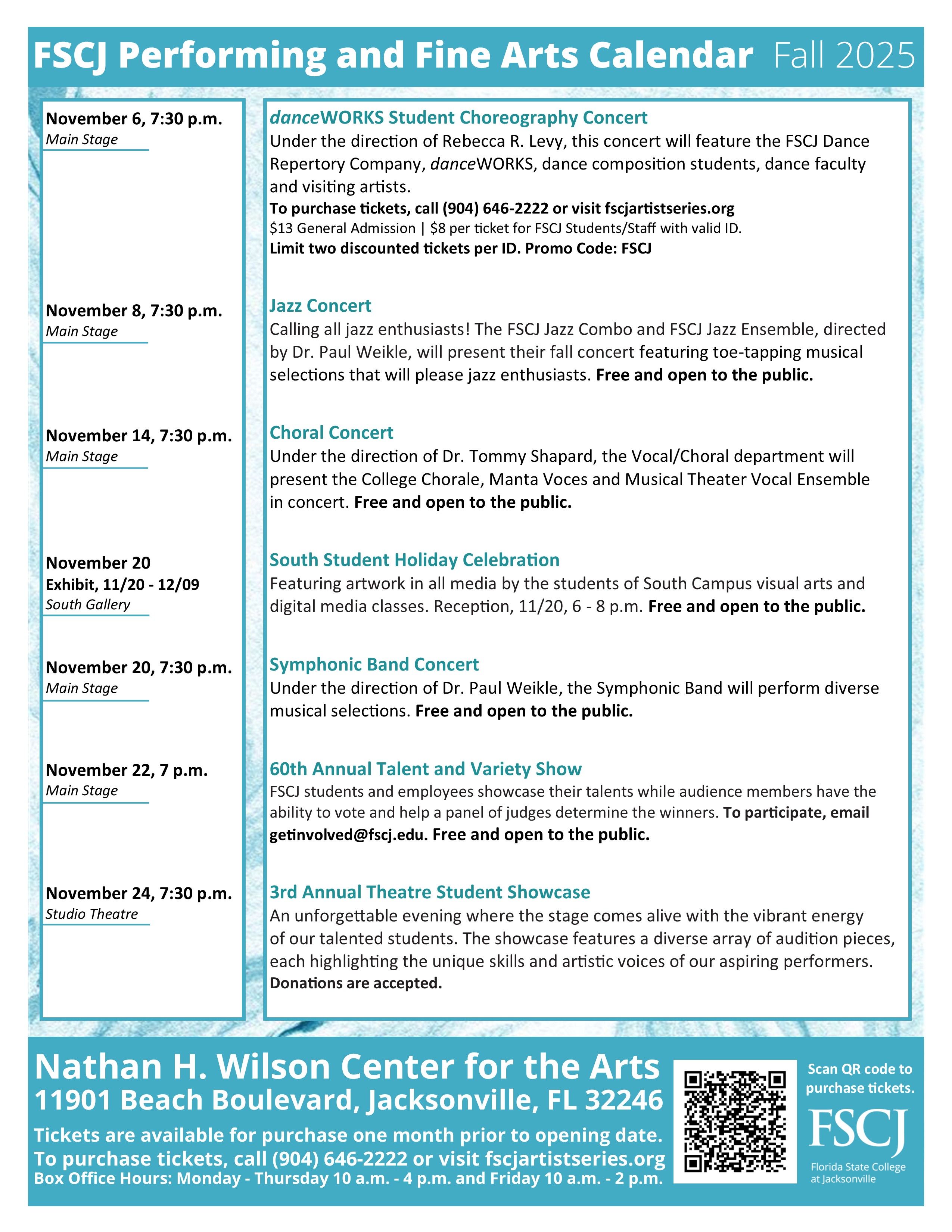 Fall 2025 Performing Arts Calendar pg. 2